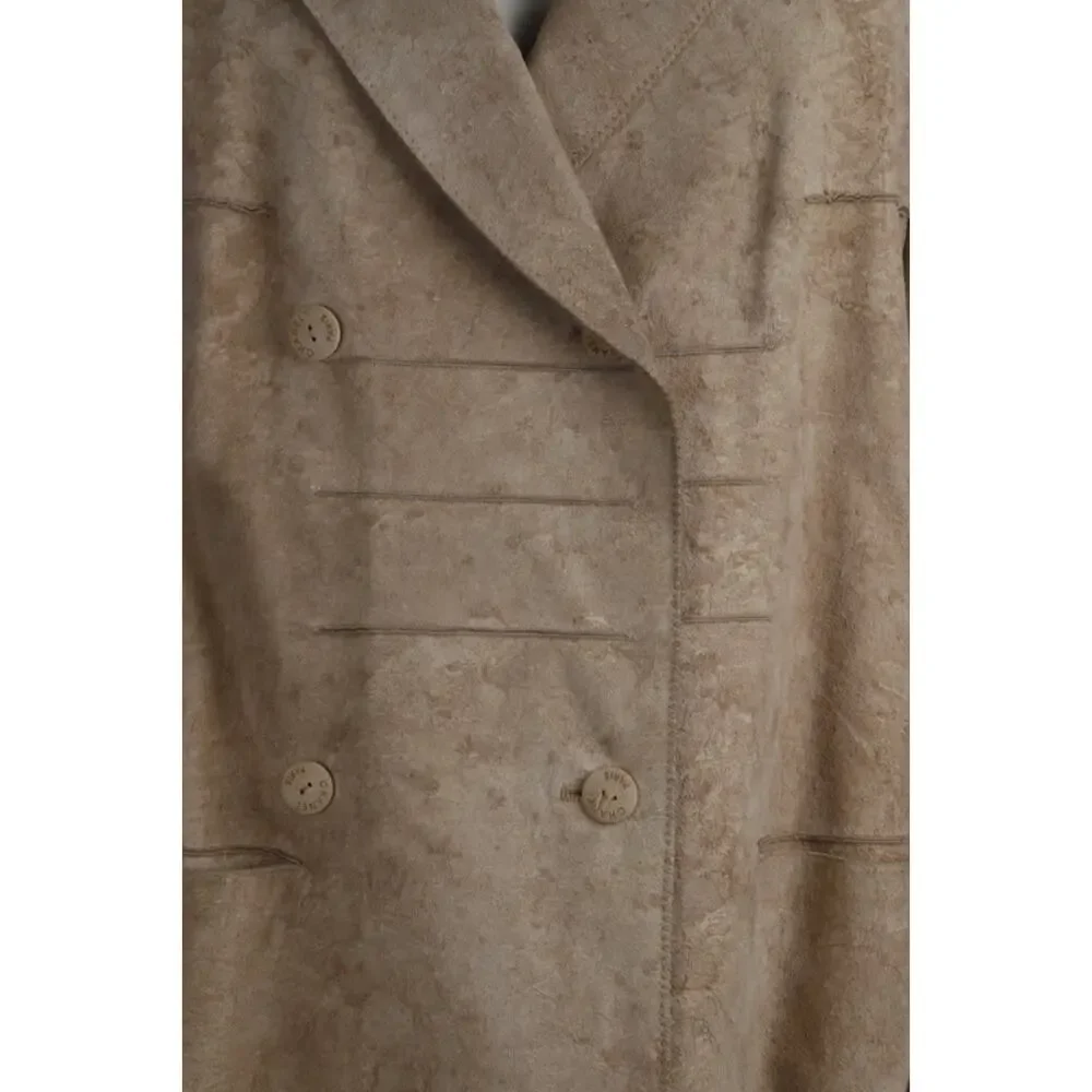 CHANEL Identification 00C Vintage Suede Leather Double Breasted Blazer Jacket 40